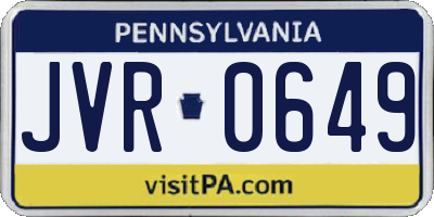 PA license plate JVR0649
