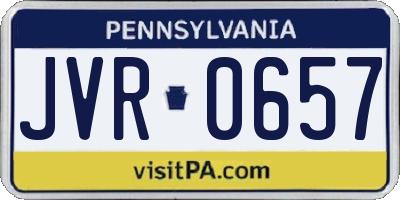 PA license plate JVR0657