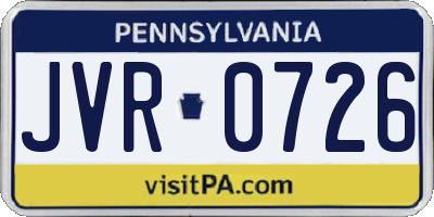 PA license plate JVR0726
