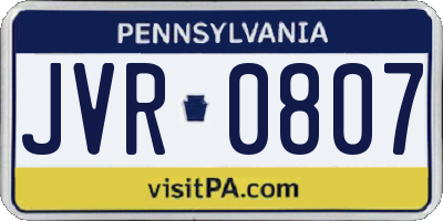 PA license plate JVR0807