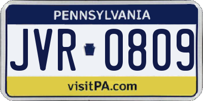 PA license plate JVR0809