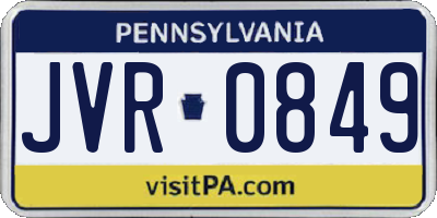 PA license plate JVR0849