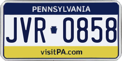 PA license plate JVR0858