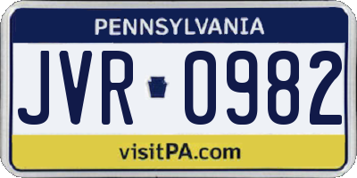 PA license plate JVR0982