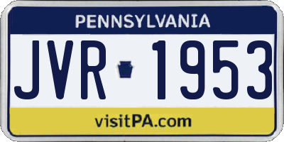 PA license plate JVR1953