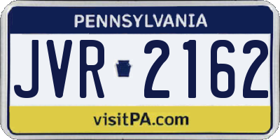 PA license plate JVR2162