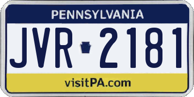 PA license plate JVR2181