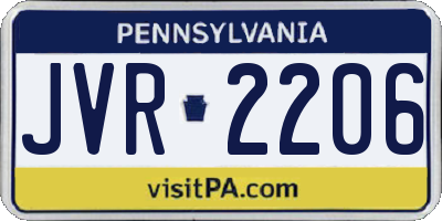 PA license plate JVR2206