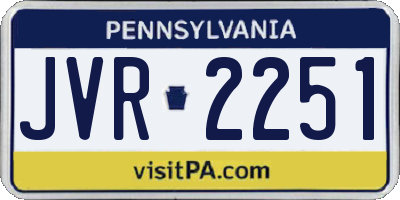 PA license plate JVR2251