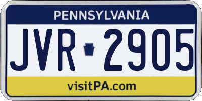 PA license plate JVR2905