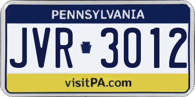 PA license plate JVR3012