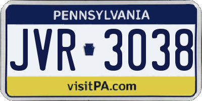 PA license plate JVR3038