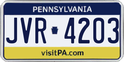 PA license plate JVR4203