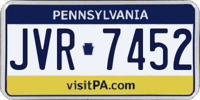 PA license plate JVR7452
