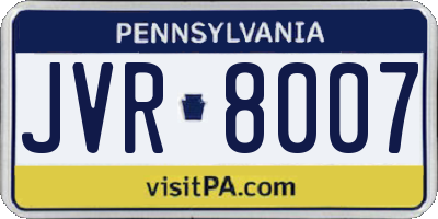 PA license plate JVR8007