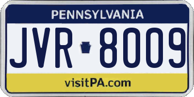 PA license plate JVR8009