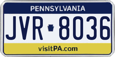 PA license plate JVR8036