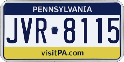 PA license plate JVR8115