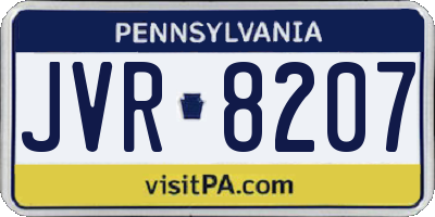 PA license plate JVR8207
