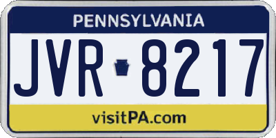 PA license plate JVR8217