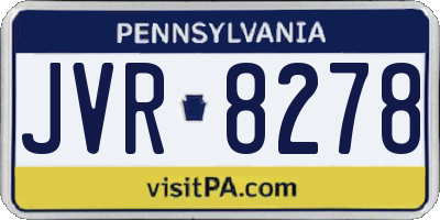 PA license plate JVR8278