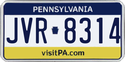 PA license plate JVR8314