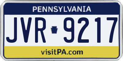 PA license plate JVR9217