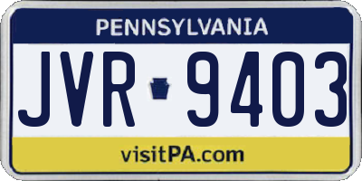 PA license plate JVR9403