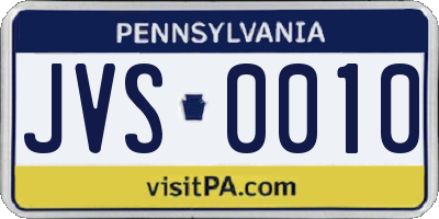 PA license plate JVS0010