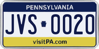 PA license plate JVS0020