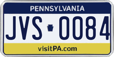 PA license plate JVS0084