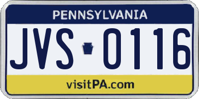 PA license plate JVS0116