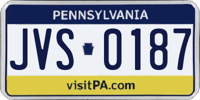 PA license plate JVS0187