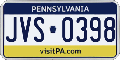 PA license plate JVS0398
