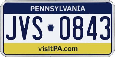 PA license plate JVS0843