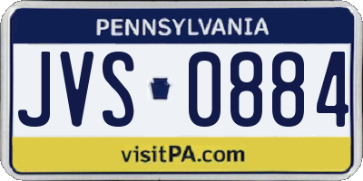 PA license plate JVS0884