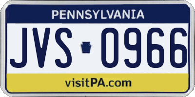 PA license plate JVS0966