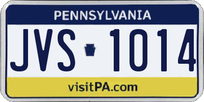 PA license plate JVS1014