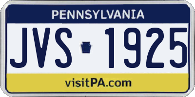 PA license plate JVS1925