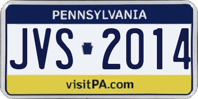 PA license plate JVS2014