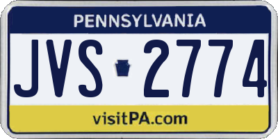 PA license plate JVS2774