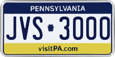 PA license plate JVS3000