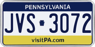 PA license plate JVS3072