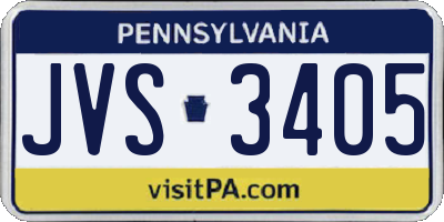 PA license plate JVS3405