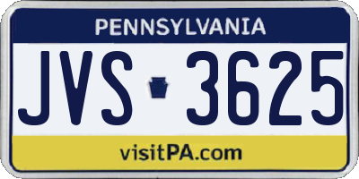 PA license plate JVS3625