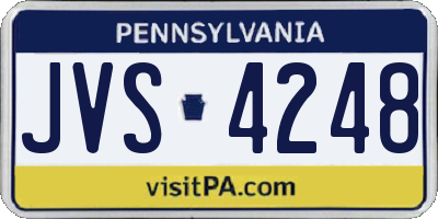 PA license plate JVS4248