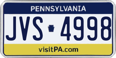 PA license plate JVS4998