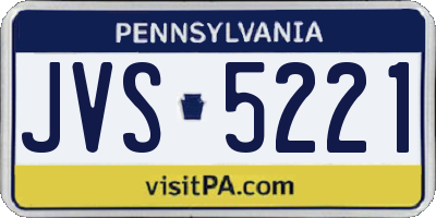 PA license plate JVS5221