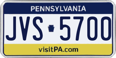 PA license plate JVS5700