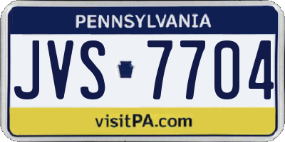PA license plate JVS7704